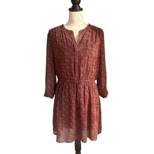 DR2 DANIEL RAINN | Ditsy Floral Split Neck Long Sleeve Dress